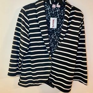 NWT Love on a Hanger black and cream stripe blazer w lace Large